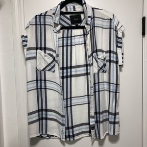Rails short sleeve button down white/blue size SM